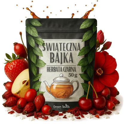 Świąteczna bajka 50 g - herbata czarna żurawina pąki róży płatki śniegu owoce