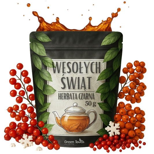 Wesołych świąt 50 g - herbata czarna świąteczna płatki śniegu jarzębina