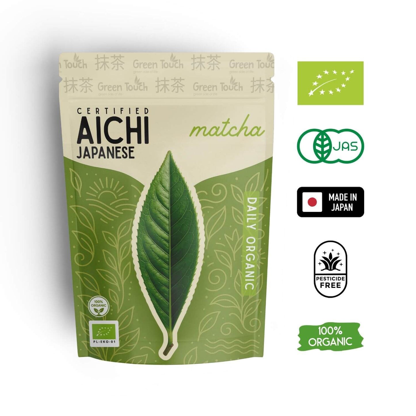 Herbata matcha japońska Aichi Codzienna 100 g certyfikowana BIO do latte Green Touch